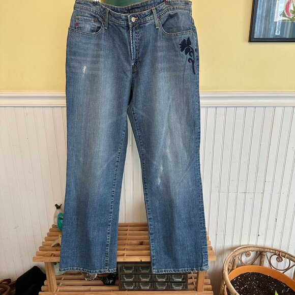 Seven7 Premium Denim Jeans Womens Size 18 Embroidered Blue - Picture 1 of 8